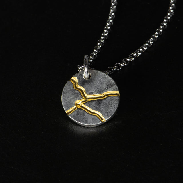 Round Silver Pendant - KINTSUGI