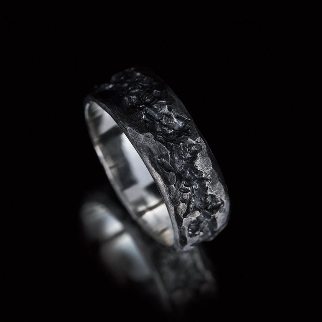 carved band silver ring