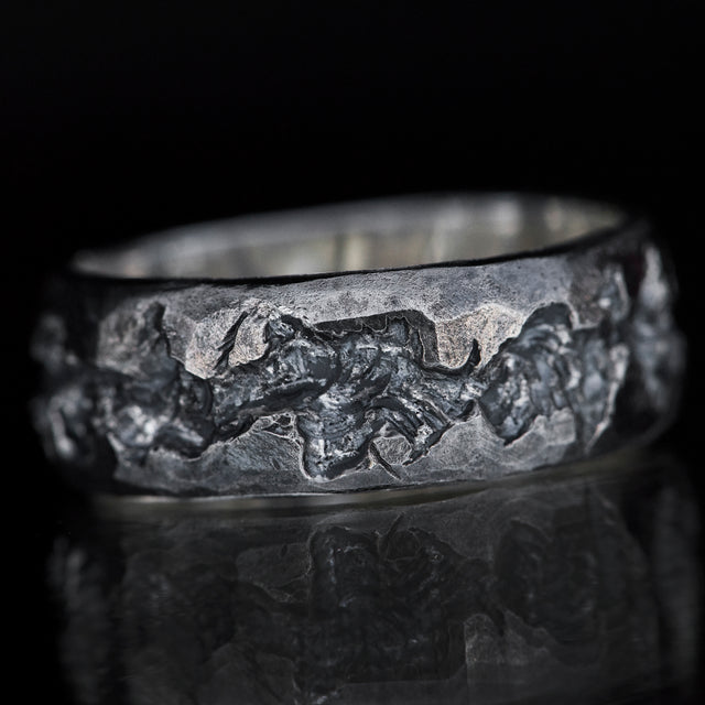 carved band silver ring