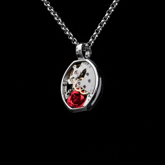 Silver vintage rose pendant