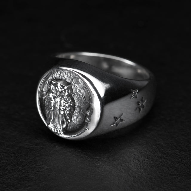 sterling silver owl ring