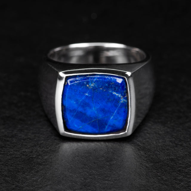 lapis lazuli square silver ring