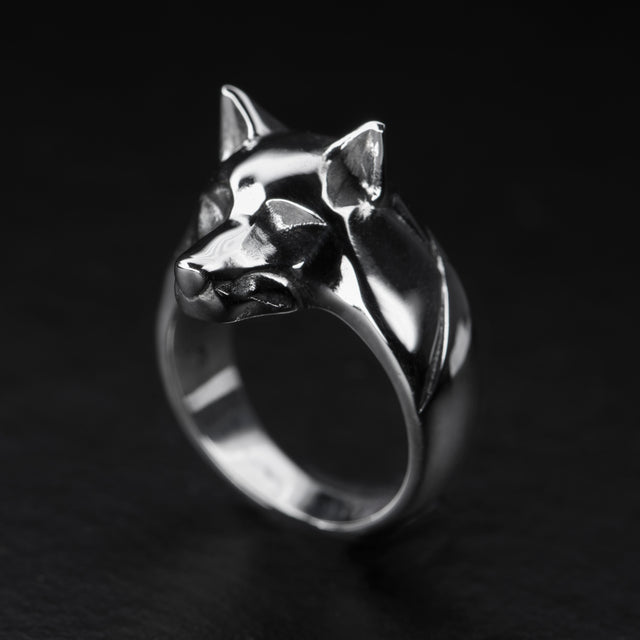 silver wolf ring