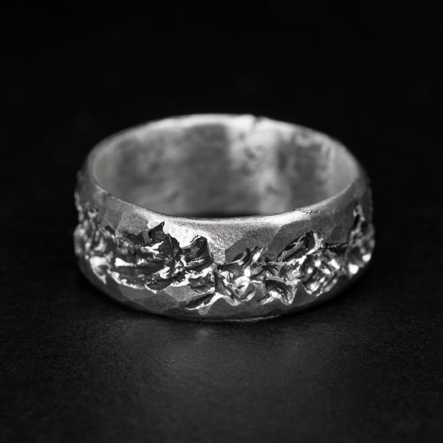 carved band silver ring