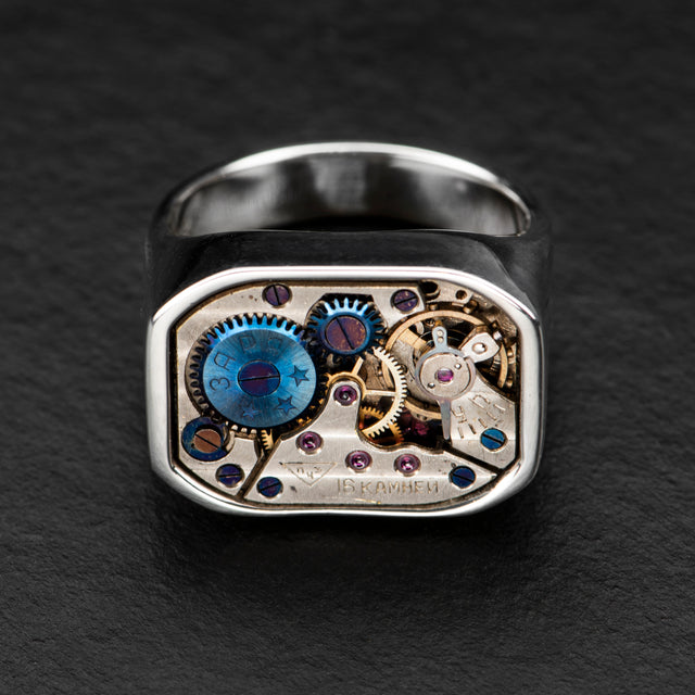 vintage ring with cyrillic letters