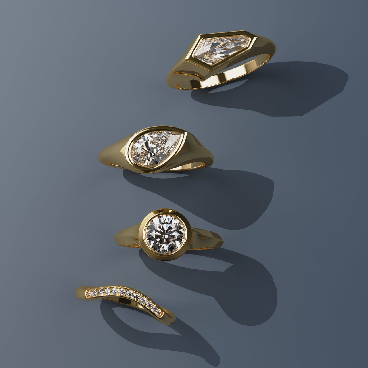 GOLD ENGAGEMENT RINGS AHW Studio