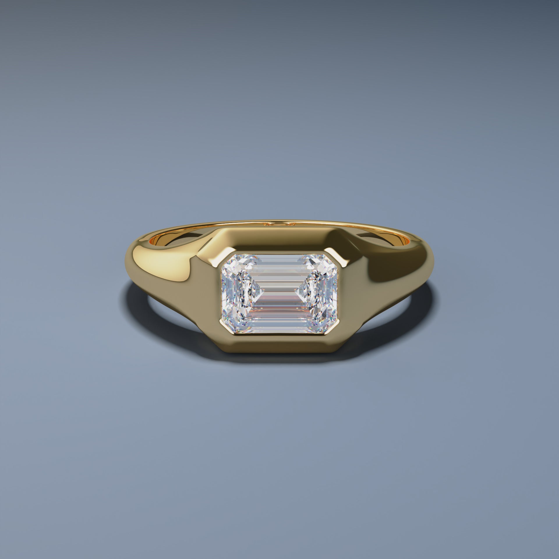 1ct Emerald Diamond Ring - DECO SIGNET