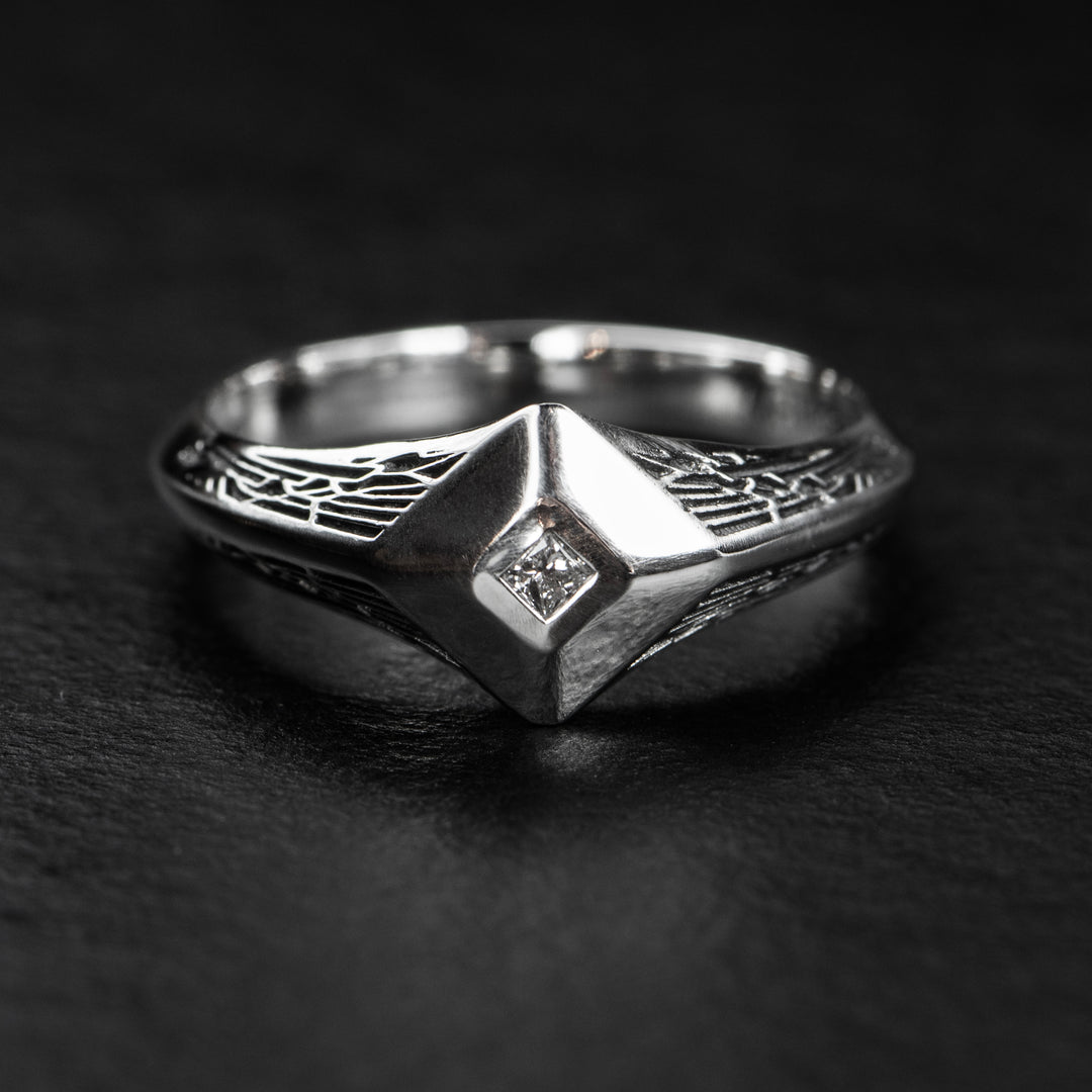 Diamond Signet Ring - PYRAMIDION - AHW Studio