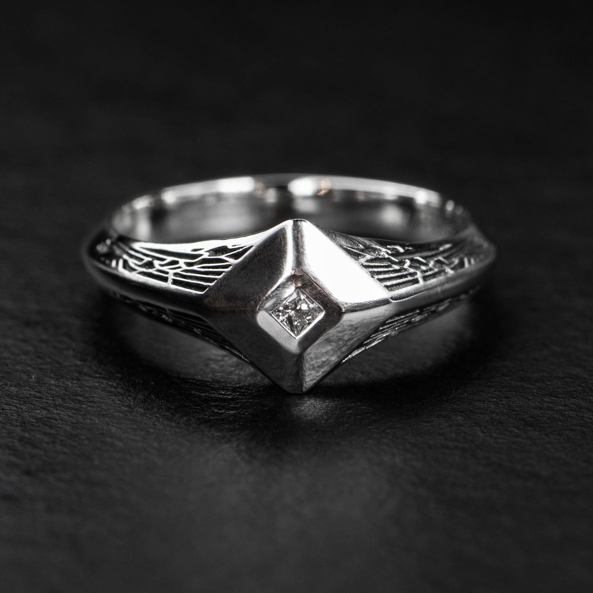 Diamond Signet Ring - PYRAMIDION - AHW Studio