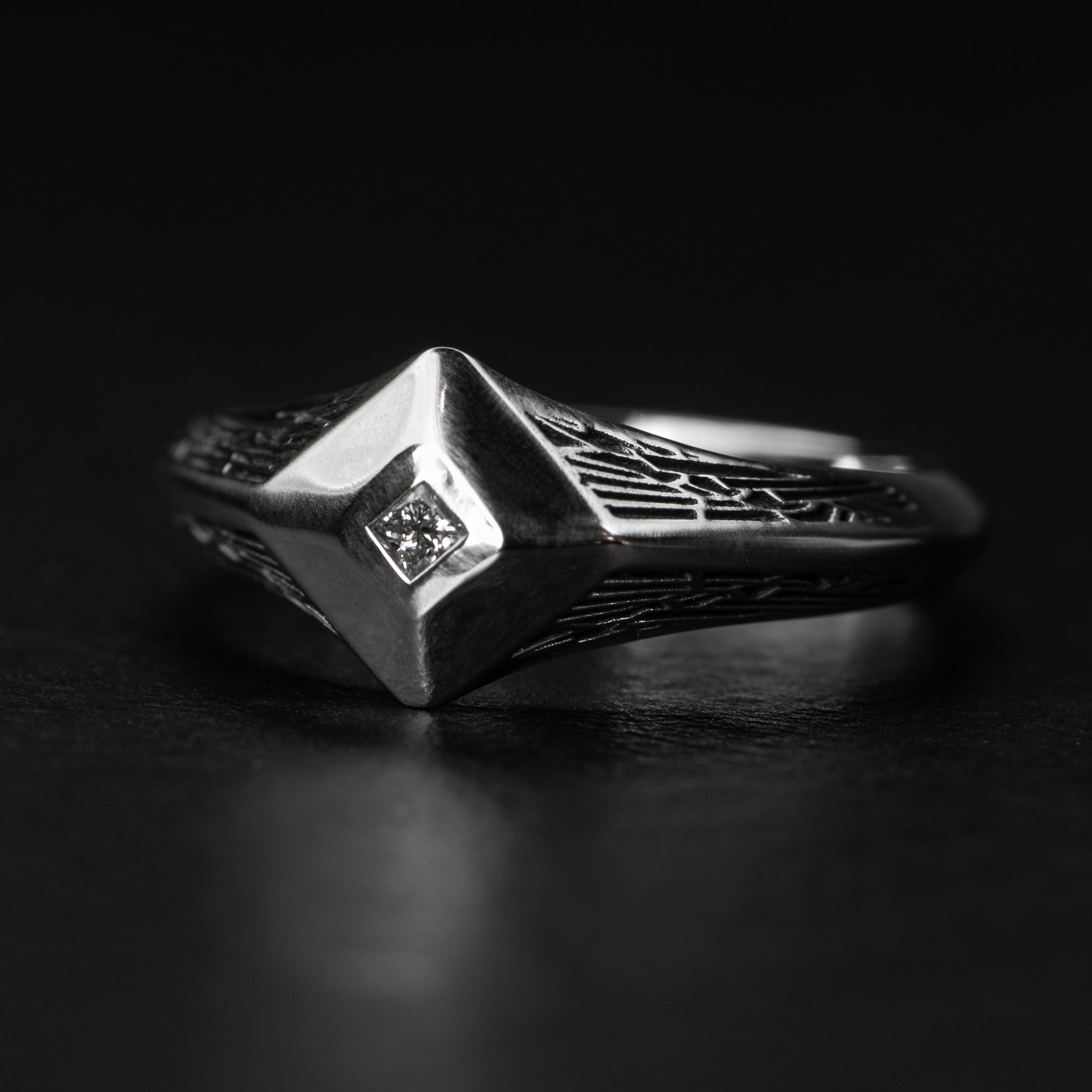 Diamond Signet Ring - PYRAMIDION - AHW Studio