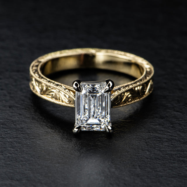 Hand-Engraved 1.5ct Diamond Ring - GRACE
