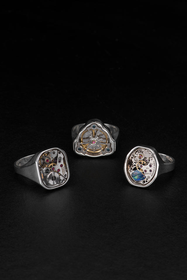 Three vintage silver rings