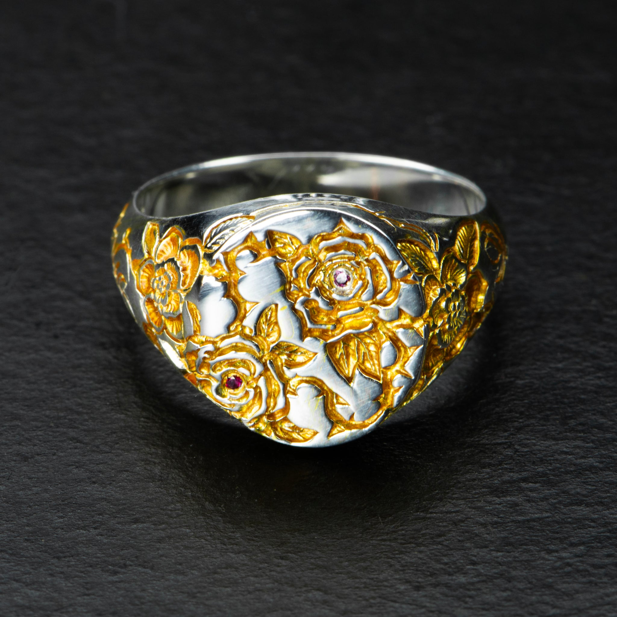 Ruby & Gold Rose Ring - BRIARHEART - AHW Studio