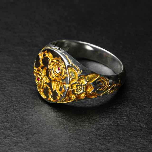 Ruby & Gold Rose Ring - BRIARHEART