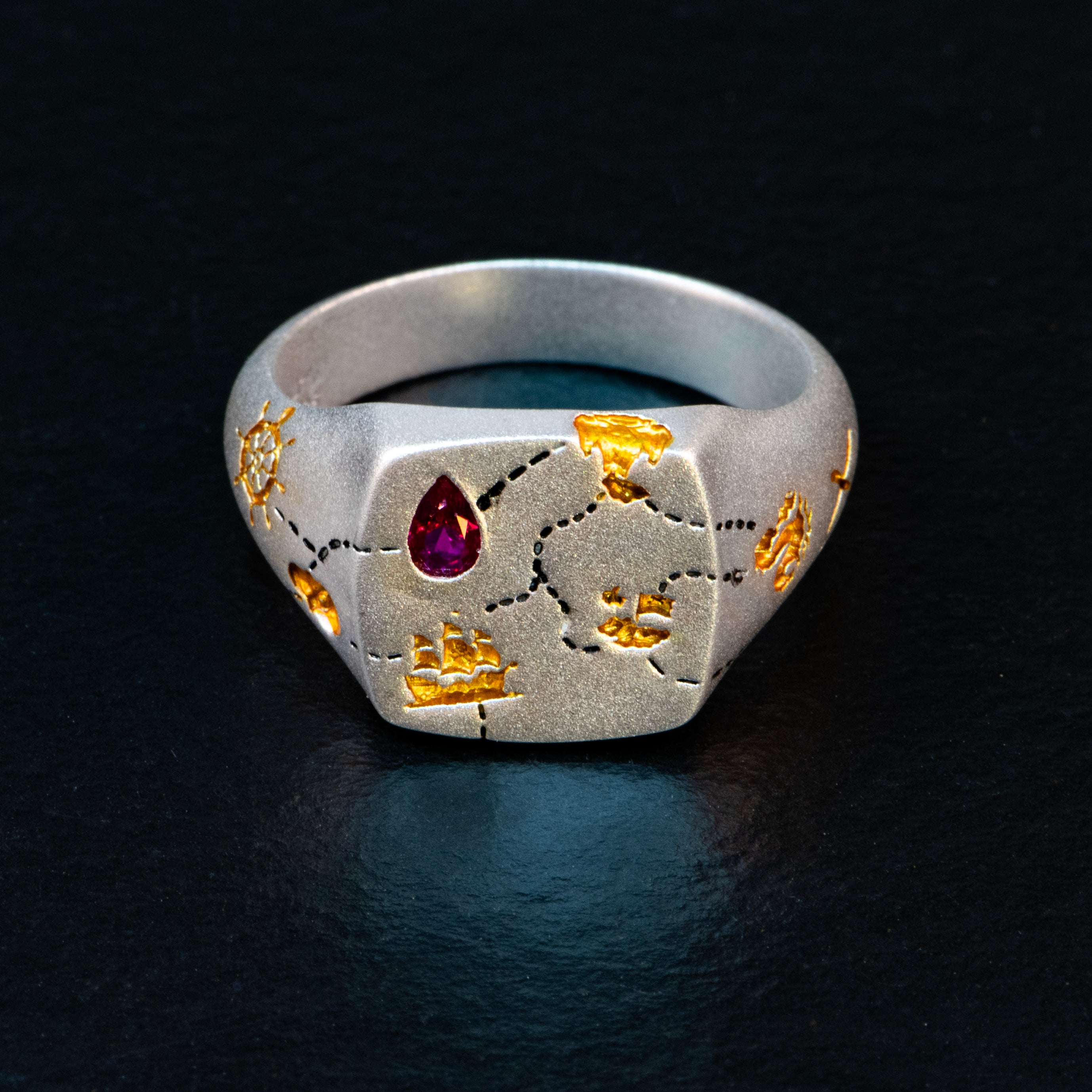 Gold Inlay • Ruby • Signet - DEAD RECKONING