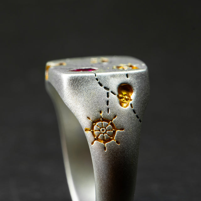 Gold Inlay • Ruby • Signet - DEAD RECKONING