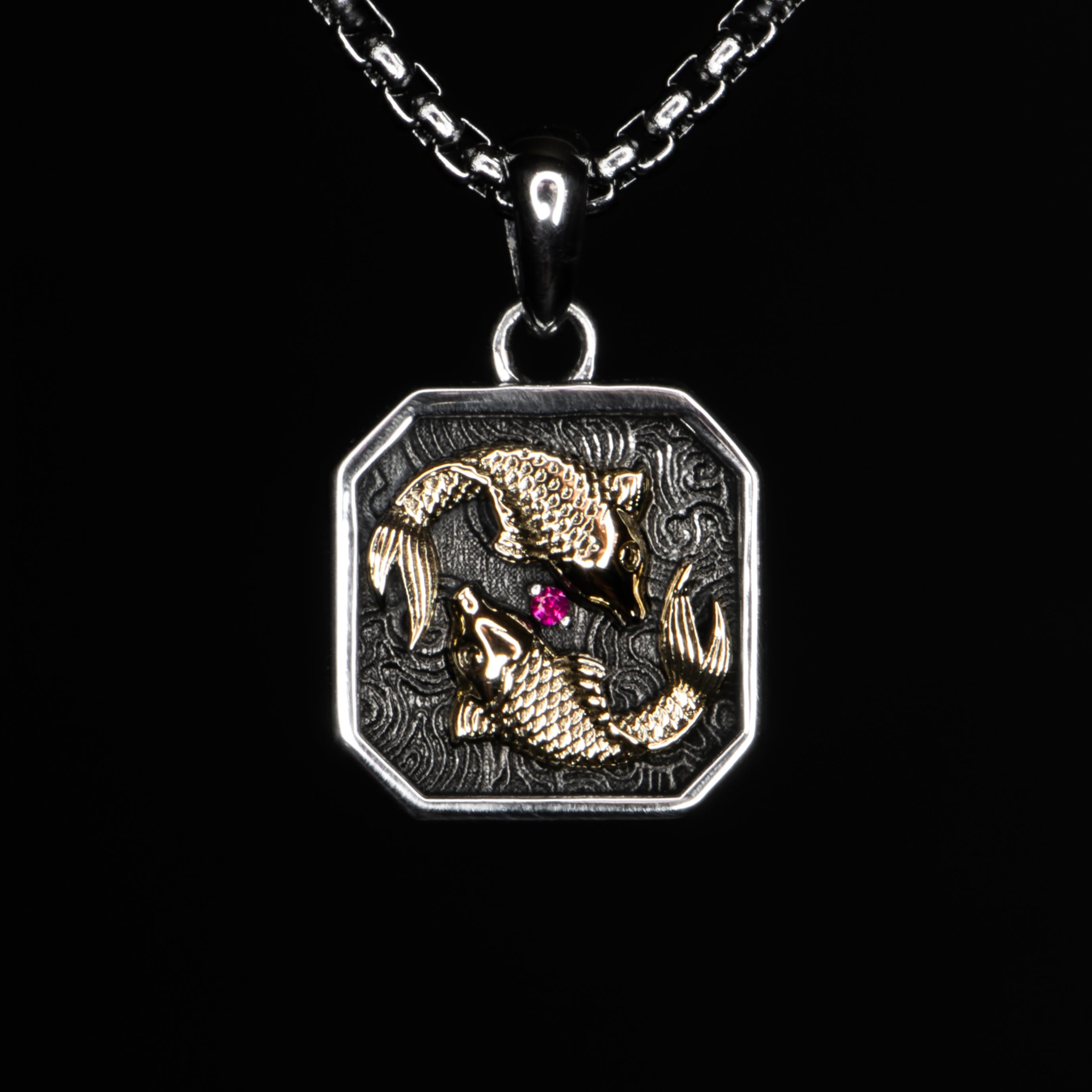 Buddha Stones Gold Plated Copper Koi Fish Strength Necklace Pendant