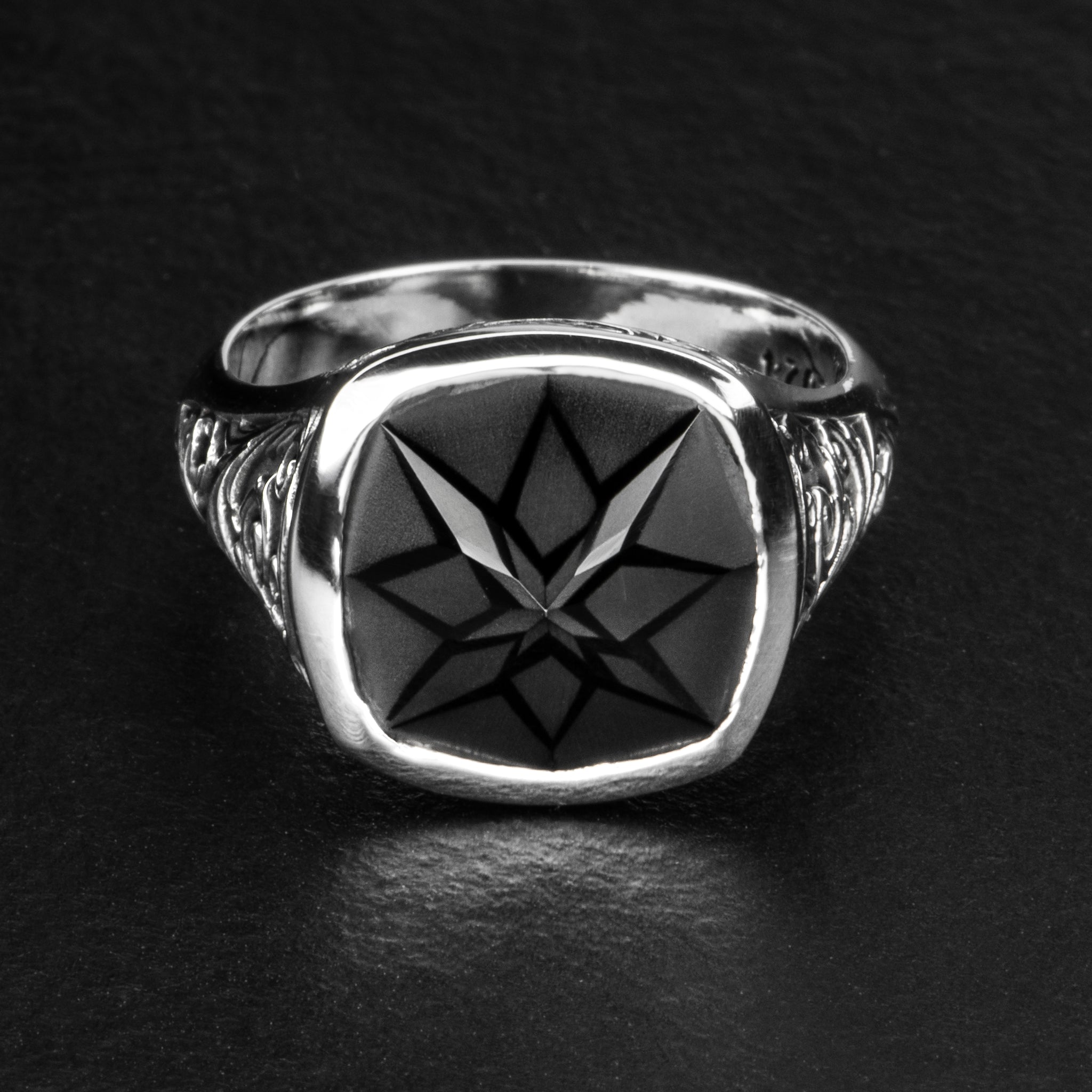 Geometric Signet Ring - BLACK LOTUS - AHW Studio