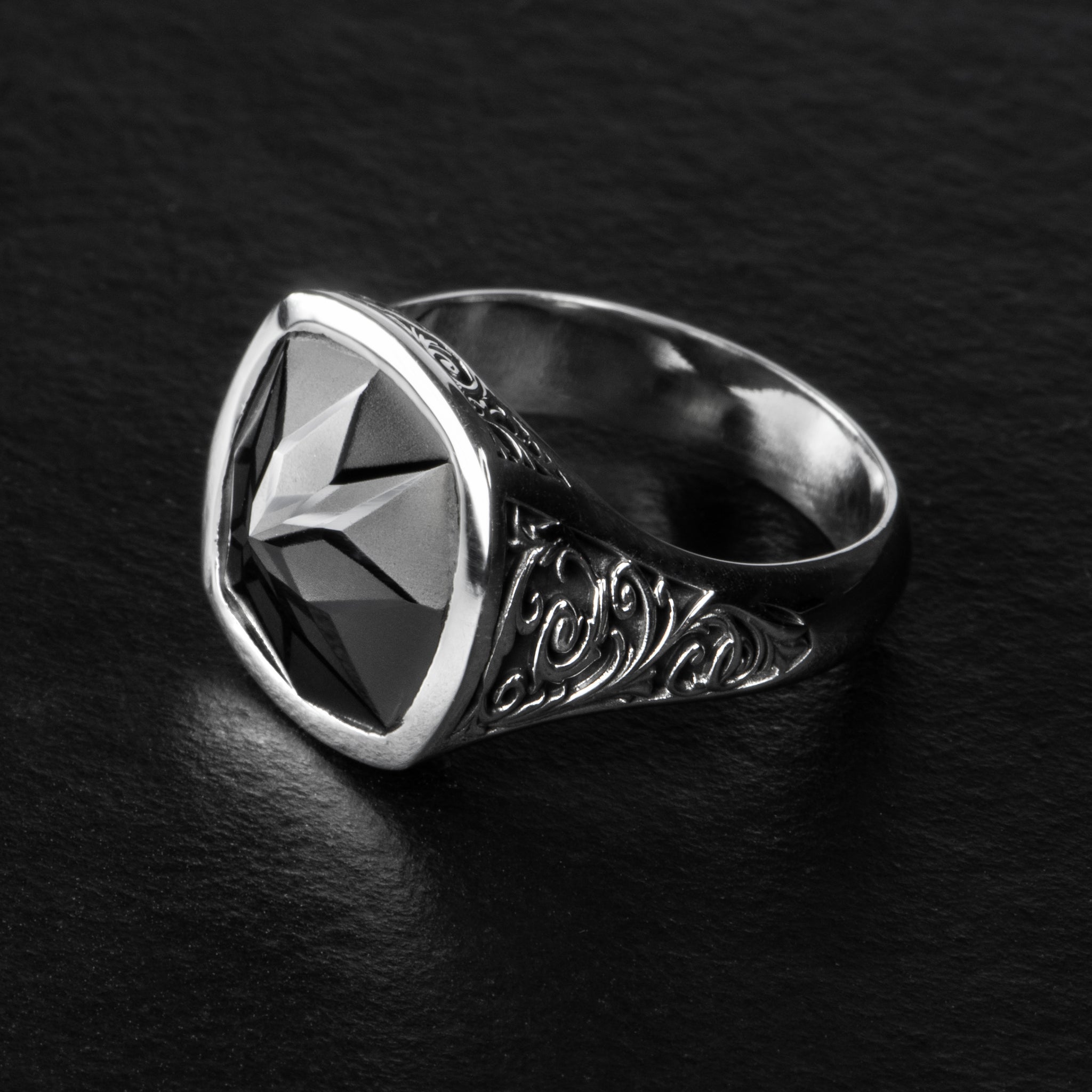 Geometric Signet Ring - BLACK LOTUS - AHW Studio