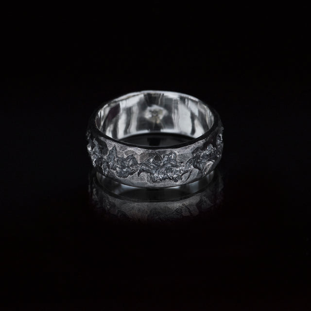 carved band silver ring