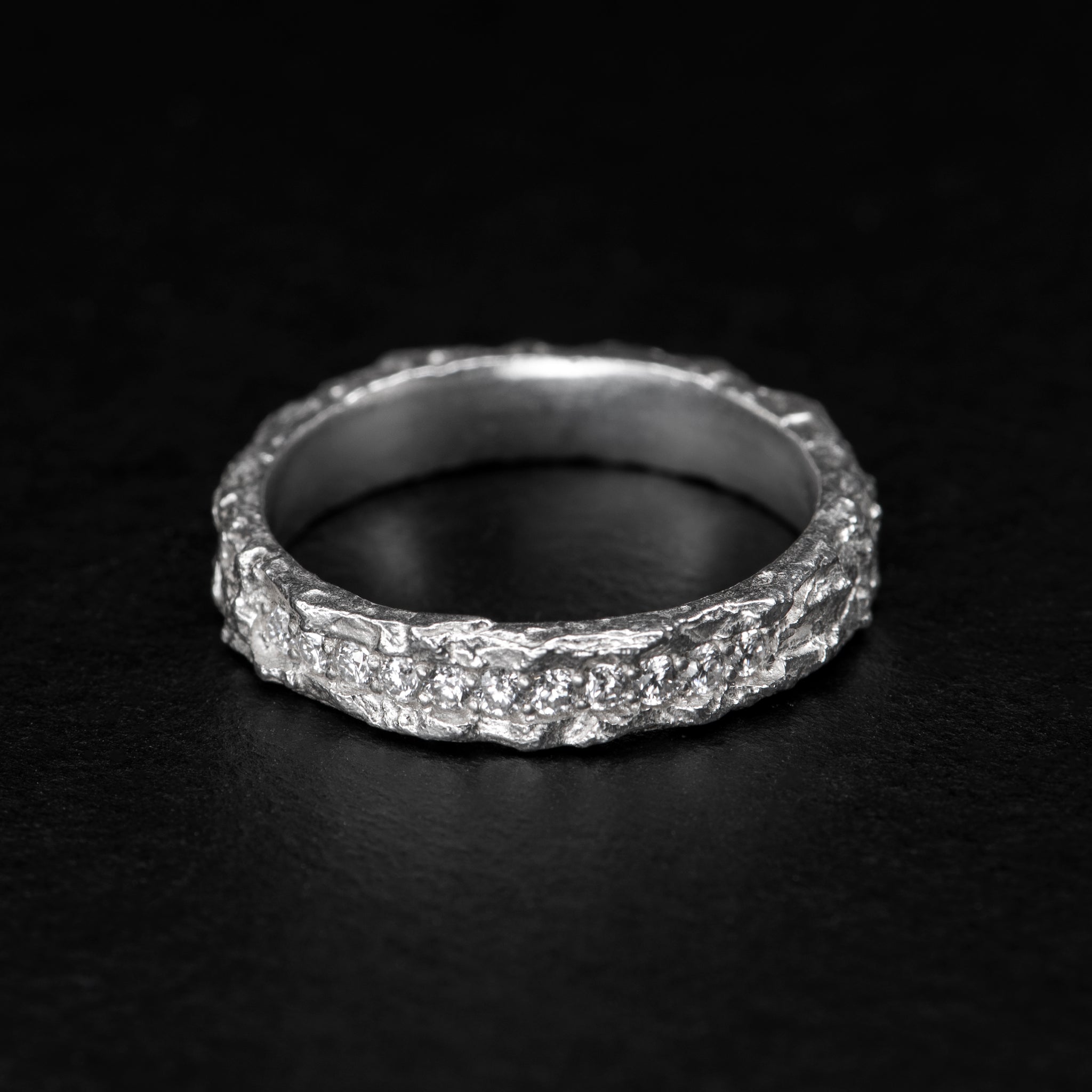 white moissanite silver ring