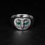 owl ring with green eyes