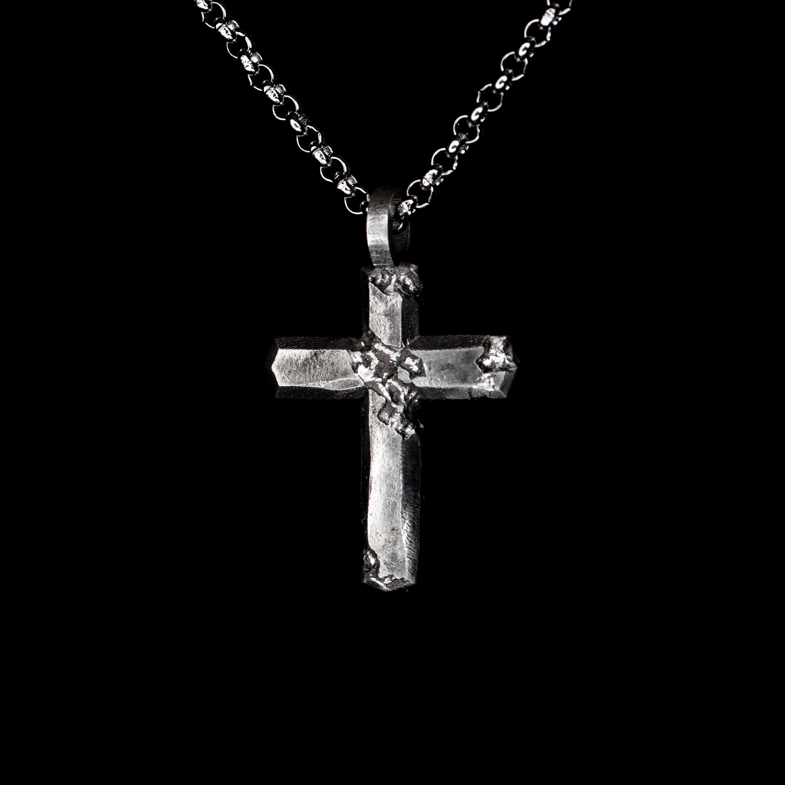 Men's Silver Stainless Steel Cross Pendant Necklace, 24-inch Chain, Religious Jewelry